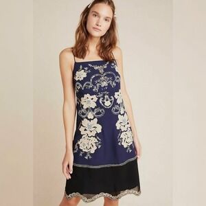 Anthropologie Allaire Embroidered Mini Slip Dress Size S